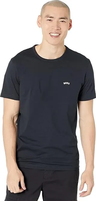 BOSS Tee Curved Regular Fit Jersey T-Shirt (Blue) Men's Clothing