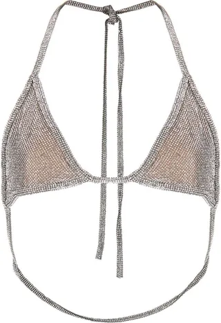 Crystal-Embellished Triangle Bikini Top