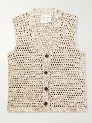Haroun Crocheted Cotton Sweater Vest