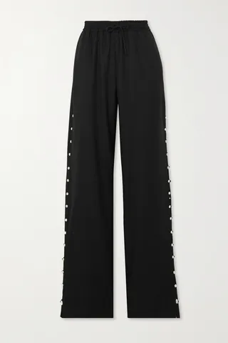 LOULOU STUDIO - Checa Button-embellished Wool Straight-leg Pants - Black