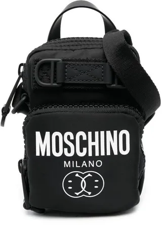 Logo-Print Zip-Up Shoulder Bag