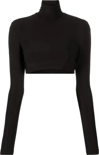 Black Turtleneck Crop Top