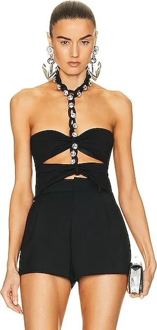 AREA Chain Link Halter Top in Black
