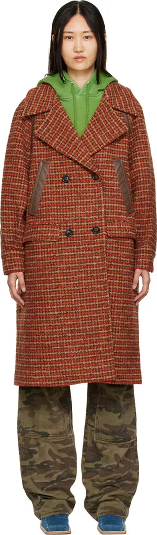 Andersson Bell Orange & Brown New Prato Plaid Coat