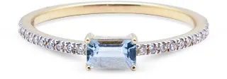 Emerald Cut Ring (Aquamarine) - Size 6.5