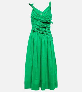 Tiggy ruched linen midi dress