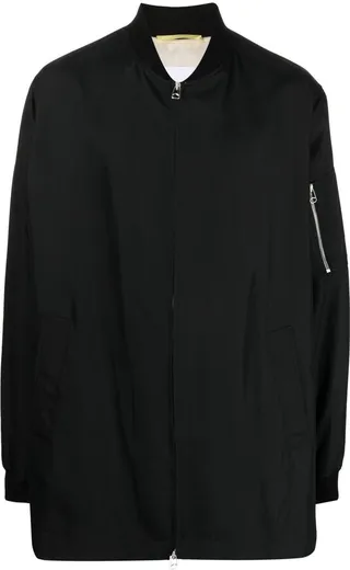 Solid-Collar Bomber Jacket