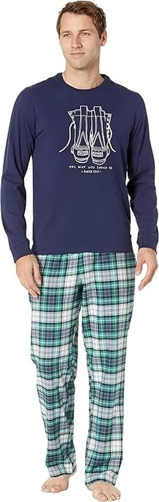 L.L.Bean Camp Pajamas Set Regular (Bright Navy) Men's Pajama Sets