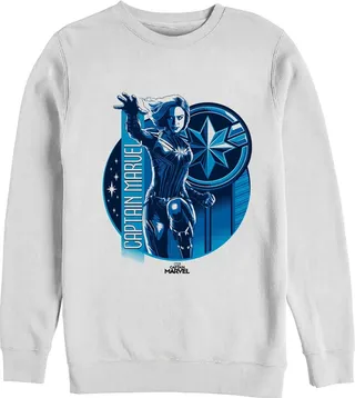 Men's Marvel Captain Marvel Galactic Hero Pull Over Hoodie - White - Small