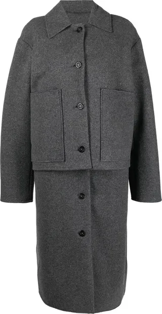 Off-Shoudler wool coat