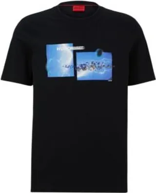 Cotton-jersey T-shirt with artwork and logo