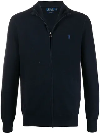 Zip Through Pique Cotton Jumper