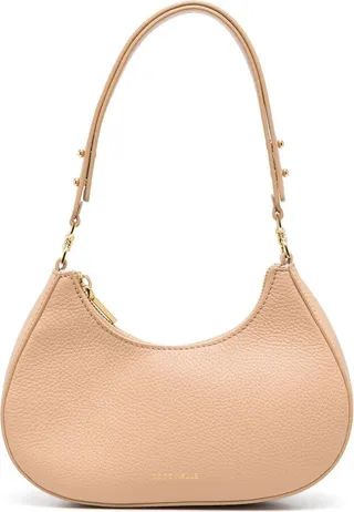 Pebbled Curved-Edge Shoulder Bag