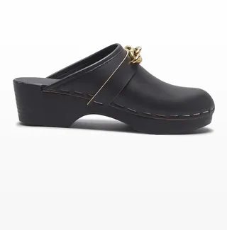 Toff Calfskin Chain Clog Mules