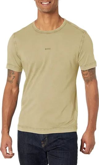 BOSS Men's Garment Dyed Jersey Small Logo T Shirt
