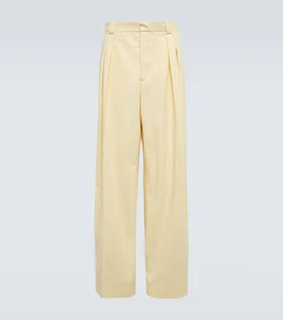 High-rise wide-leg cotton pants