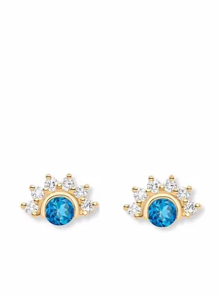 18kt yellow gold Mystic tourmaline and diamond stud earrings