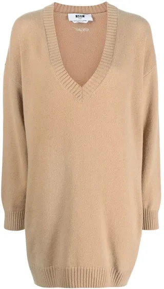 longline V-neck jumper