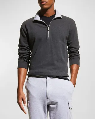 Men's Quarter-Zip Cotton-Stretch Sweater