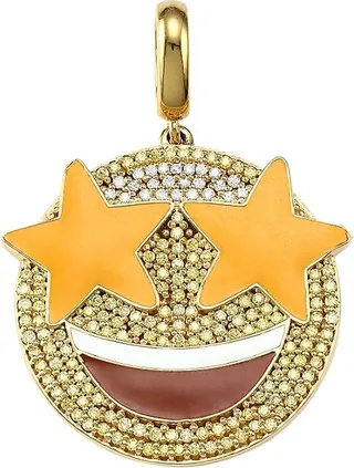 14K Goldplated Sterling Silver & Cubic Zirconia Starry Eyed Emoji Charm