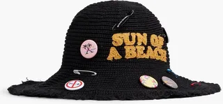 Embellished straw bucket hat