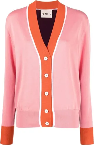 colour-block V-neck cardigan