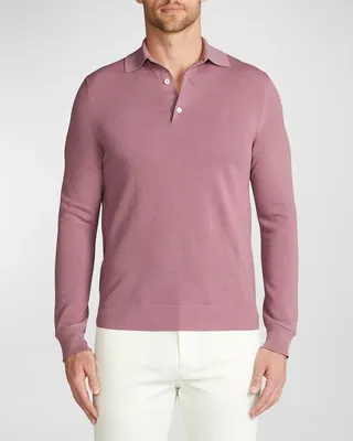 Men's Deco Silk-Cotton Polo Shirt