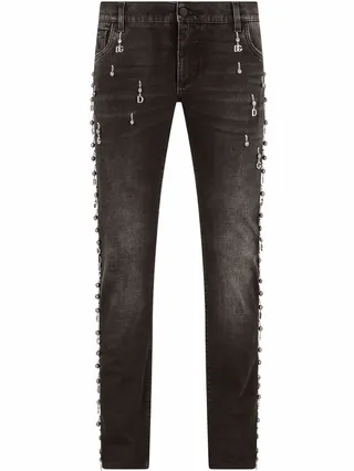 Charm-Embellished Skinny Jeans