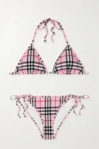 Burberry - Checked Triangle Bikini - Pink