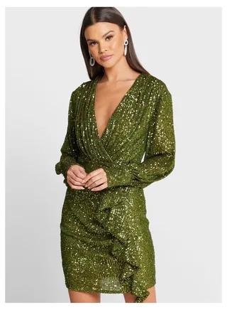 Little Mistress Olive Sequin Mini