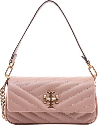 Matelassé leather shoulder bag with metal logo