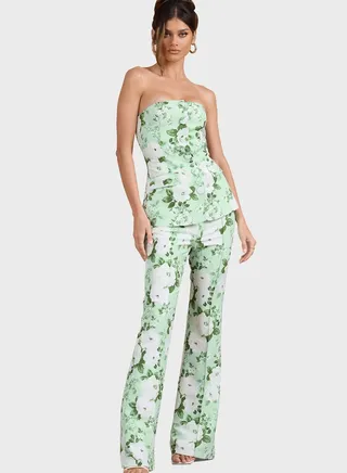 Pocket Detail Button Front Strapless Top