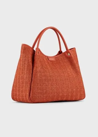 Large tote bag in raffia macramé