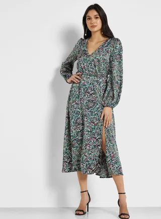V-Neck Printed Dress