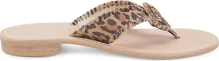 Leopard Pattern Suede Thong Sandals
