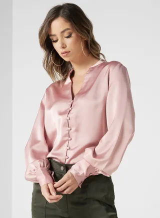 Puff Sleeve Button Detail Shirt