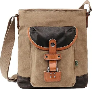TSD Brand Tapa Canvas Crossbody Bag (Brown) Handbags