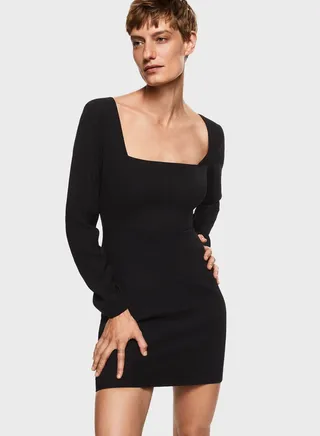 Square Neck Knitted Dress