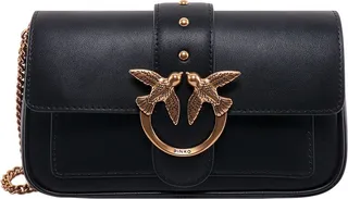 Leather shoulder bag with Love Birds buckle