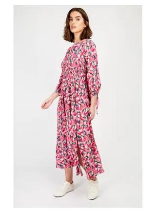 Little Mistress Print Shirred Midaxi