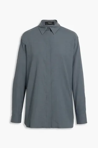 Oversized linen-blend shirt