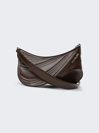 Medium Embossed Spiral Curve 01 Shoulder Bag Dark Brown