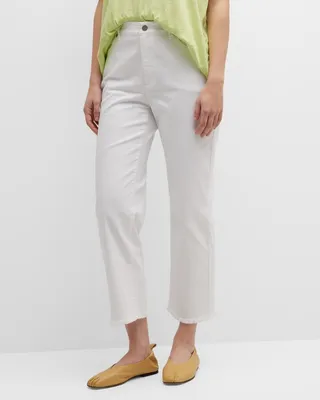 Petite Cropped Fringe Denim Pants