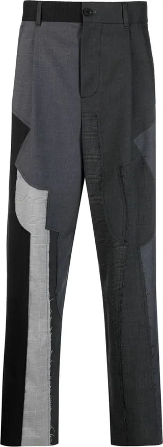 Patchwork-Design Straight-Leg Trousers