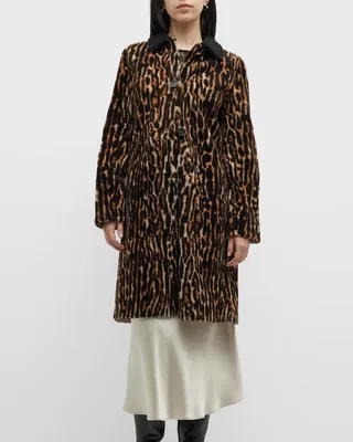 Leopard Print Shearling Short Coat