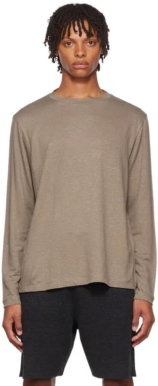 Theory Brown Ryder Long Sleeve T-Shirt