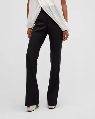 Tailored Flare-Leg Twill Pants