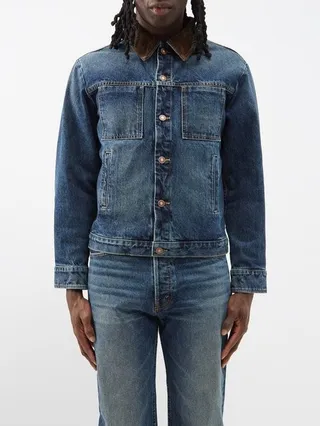 Chester Corduroy-collar Washed-denim Jacket