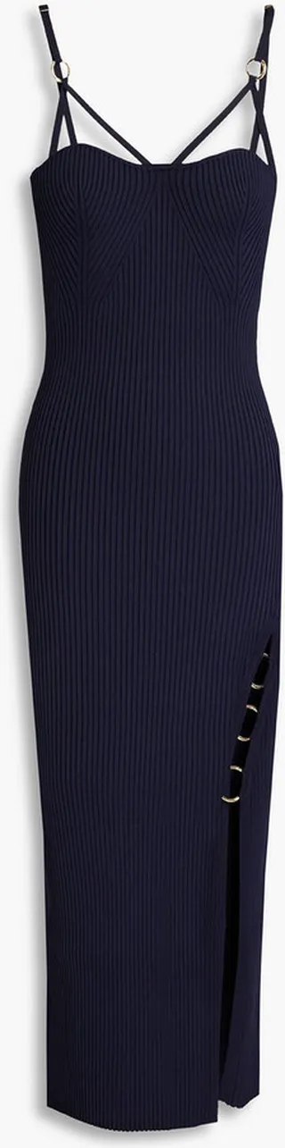Jules embellished cutout ribbed-knit midi dress