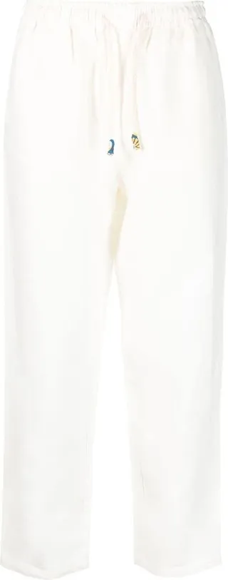Drawstring-Waist Three-Pocket Straight Trousers